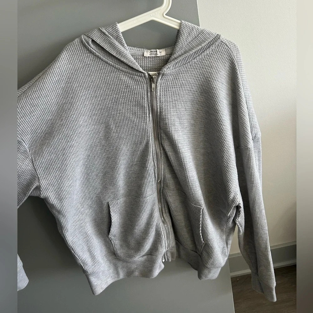 Waffle knit zip up
